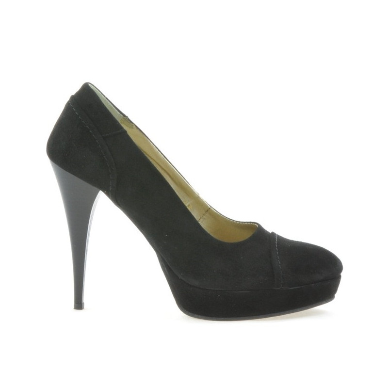 Women stylish, elegant shoes 1082 black antilopa