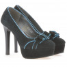 Women stylish, elegant shoes 1095 black antilopa+turcoaz