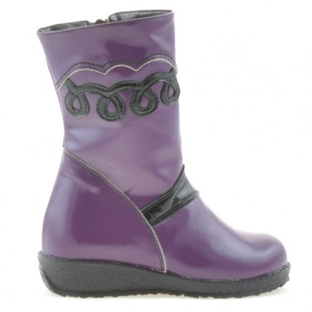 Small children knee boots 23c patent purple