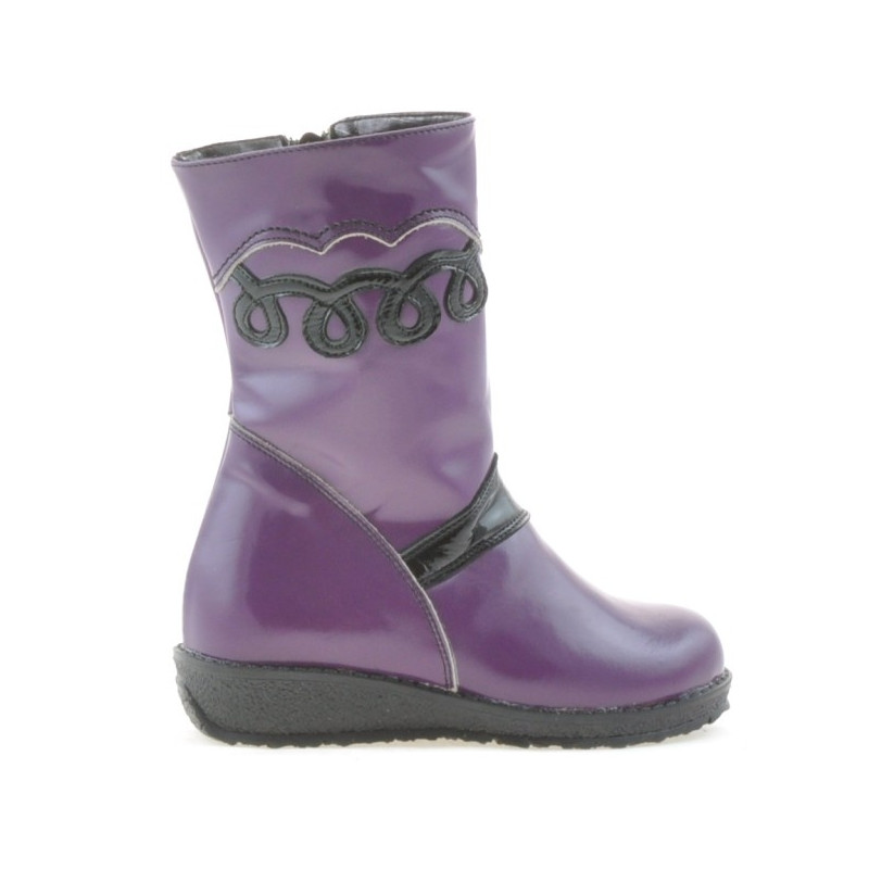 Small children knee boots 23c patent purple