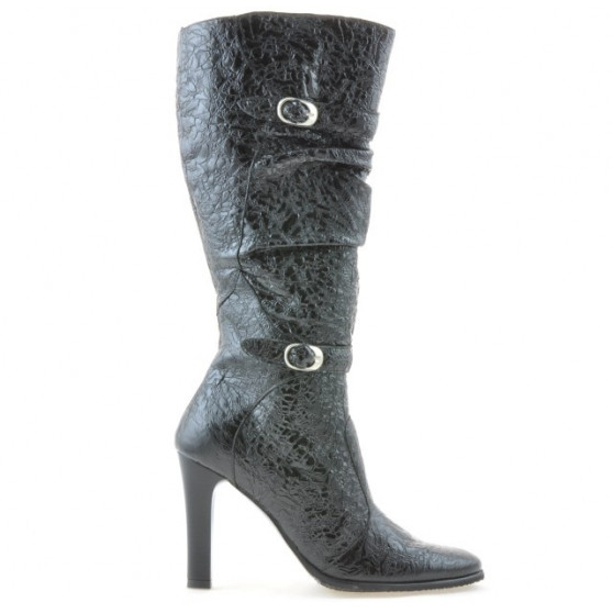 Women knee boots 008-2 crep patent black