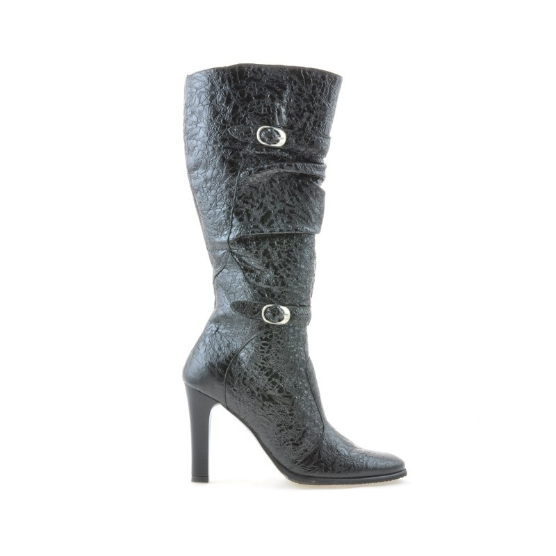 Women knee boots 008-2 crep patent black