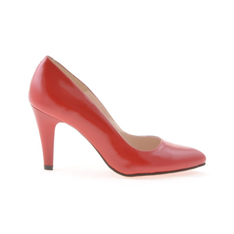 Women stylish, elegant shoes 1234 patent red satinat