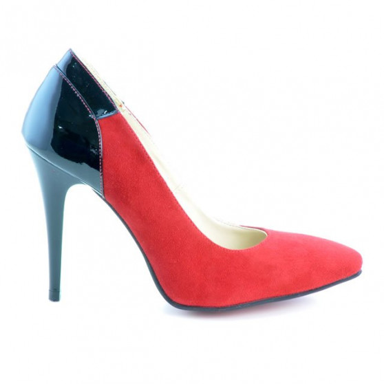 Women stylish, elegant shoes 1230 red antilopa combined 