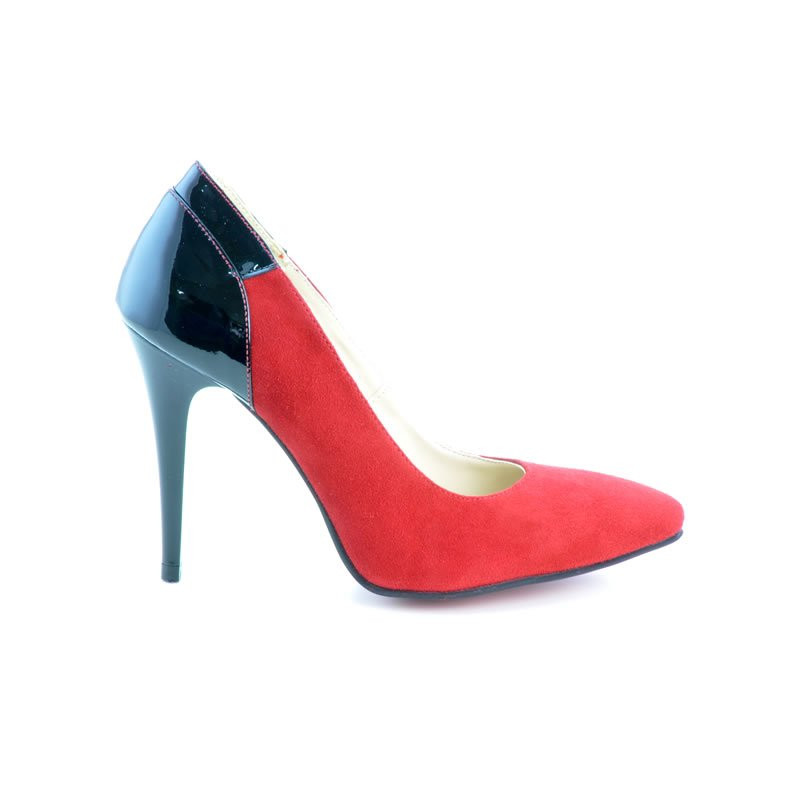 Women stylish, elegant shoes 1230 red antilopa combined 