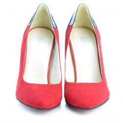 Women stylish, elegant shoes 1230 red antilopa combined 