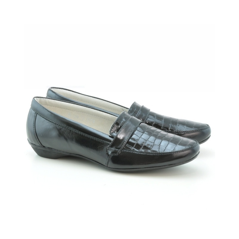 Women casual shoes (large size) 679m croco patent black