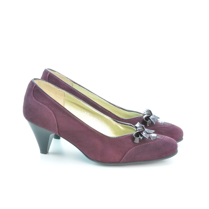 Women stylish, elegant shoes 1064 bordo antilopa