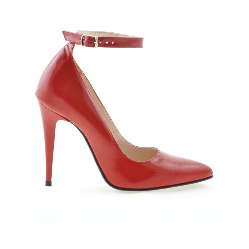 Women stylish, elegant shoes 1247 patent red satinat