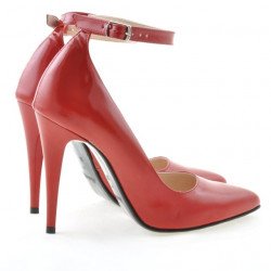 Women stylish, elegant shoes 1247 patent red satinat