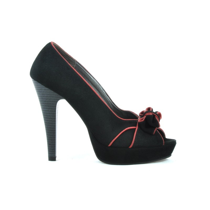 Women sandals 1099 black antilopa+red