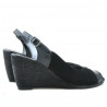 Women sandals 5019 patent black+black velour 