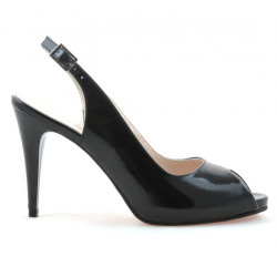 Women sandals 1250 patent black satinat