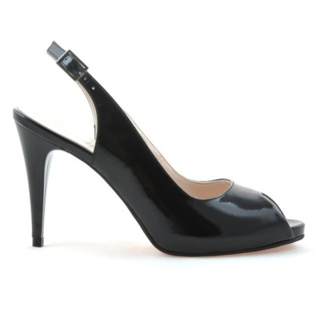 Women sandals 1250 patent black satinat