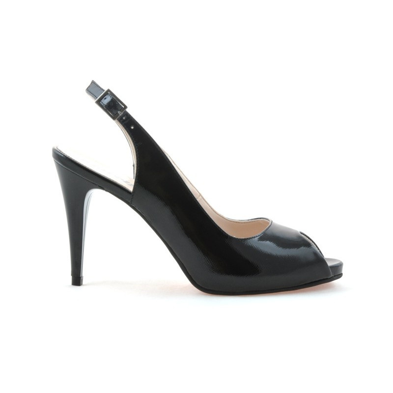 Women sandals 1250 patent black satinat