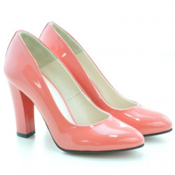 Women stylish, elegant shoes 1214 patent red coral