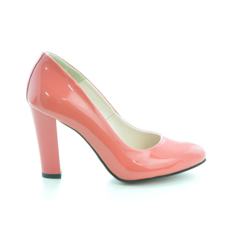 Women stylish, elegant shoes 1214 patent red coral