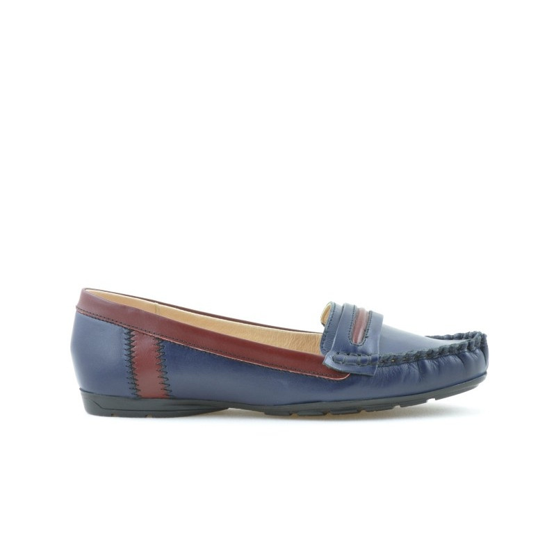 Women loafers, moccasins 619 indigo+burgundy