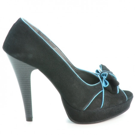 Women sandals 1099 black antilopa+turcoaz