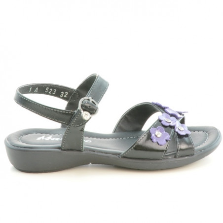 Children sandals 523 patent black+purple