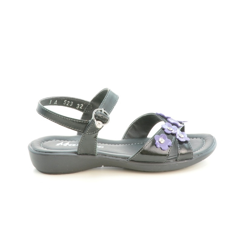 Children sandals 523 patent black+purple