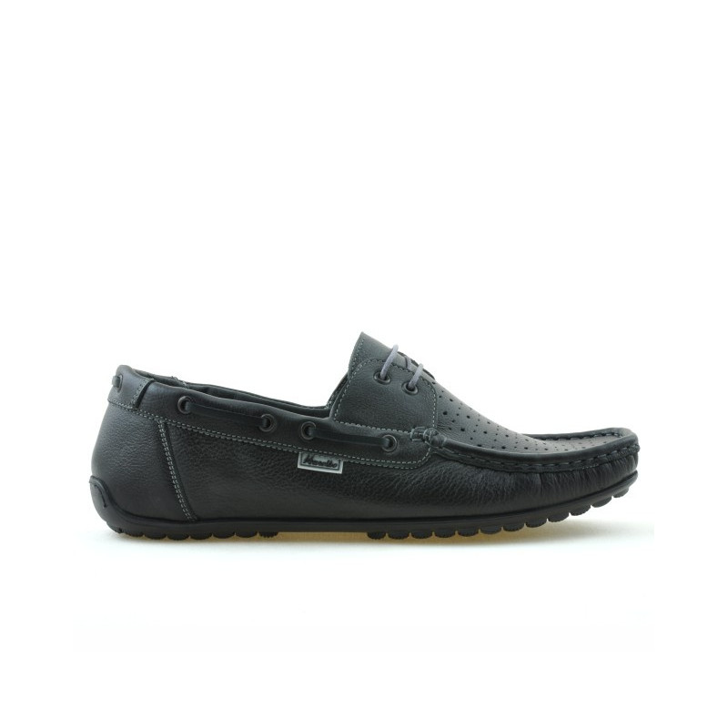Men loafers, moccasins 778p black perforat