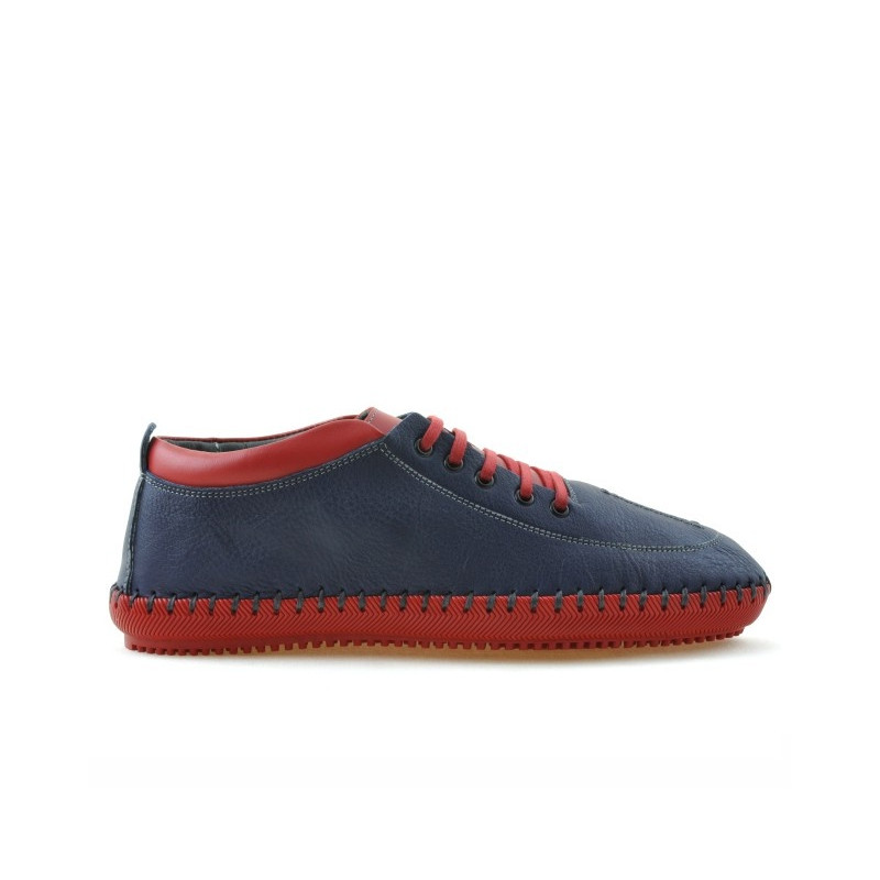 Men loafers, moccasins 864 indigo+red