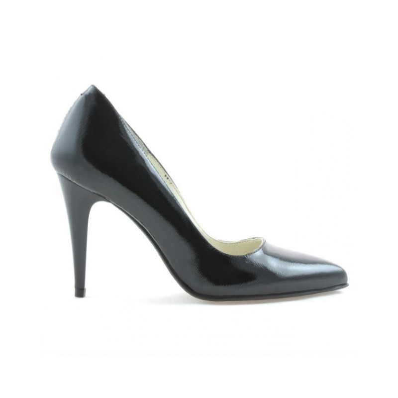 Women stylish, elegant shoes 1246 patent black satinat