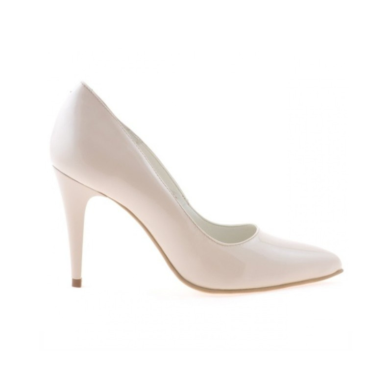 Women stylish, elegant shoes 1246 patent ivory