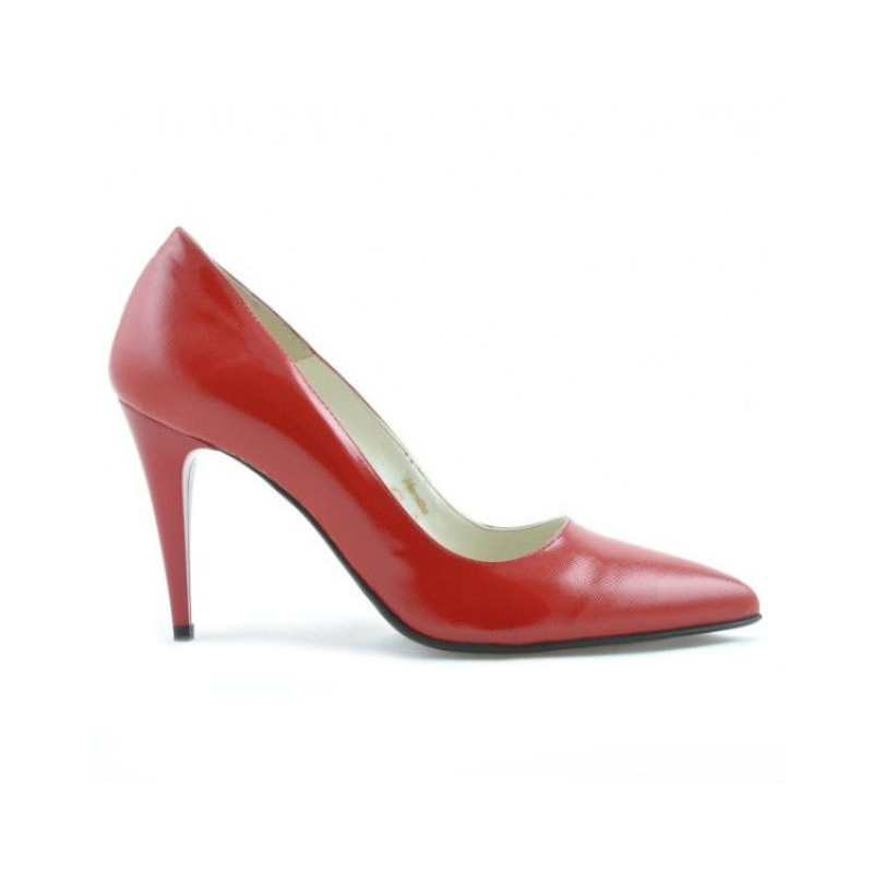 Women stylish, elegant shoes 1246 patent red satinat