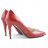 Women stylish, elegant shoes 1246 patent red satinat