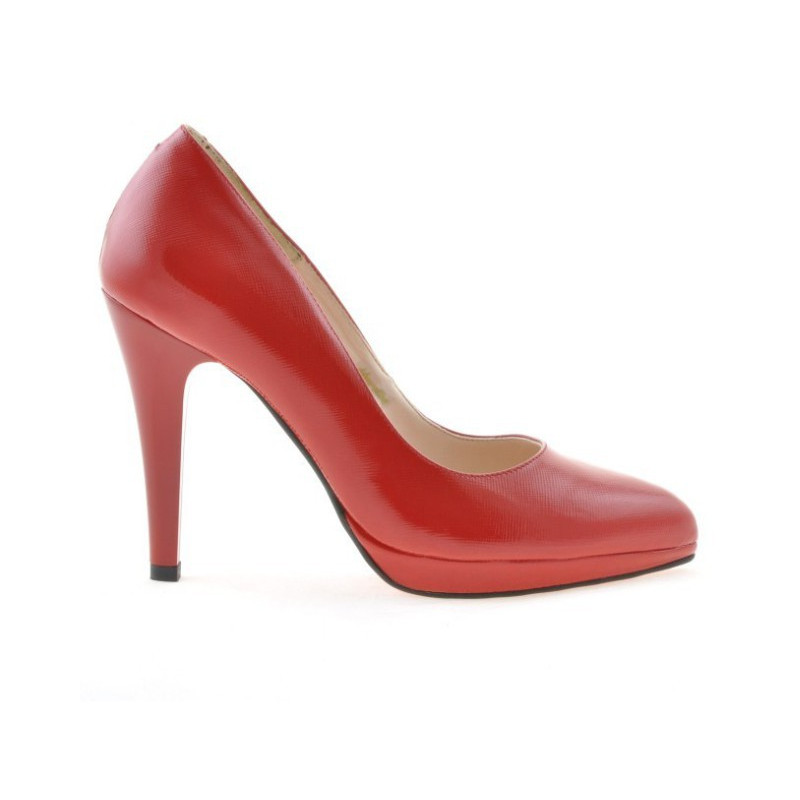 Women stylish, elegant shoes 1233 patent red satinat