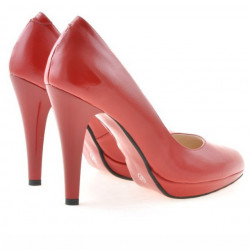 Women stylish, elegant shoes 1233 patent red satinat