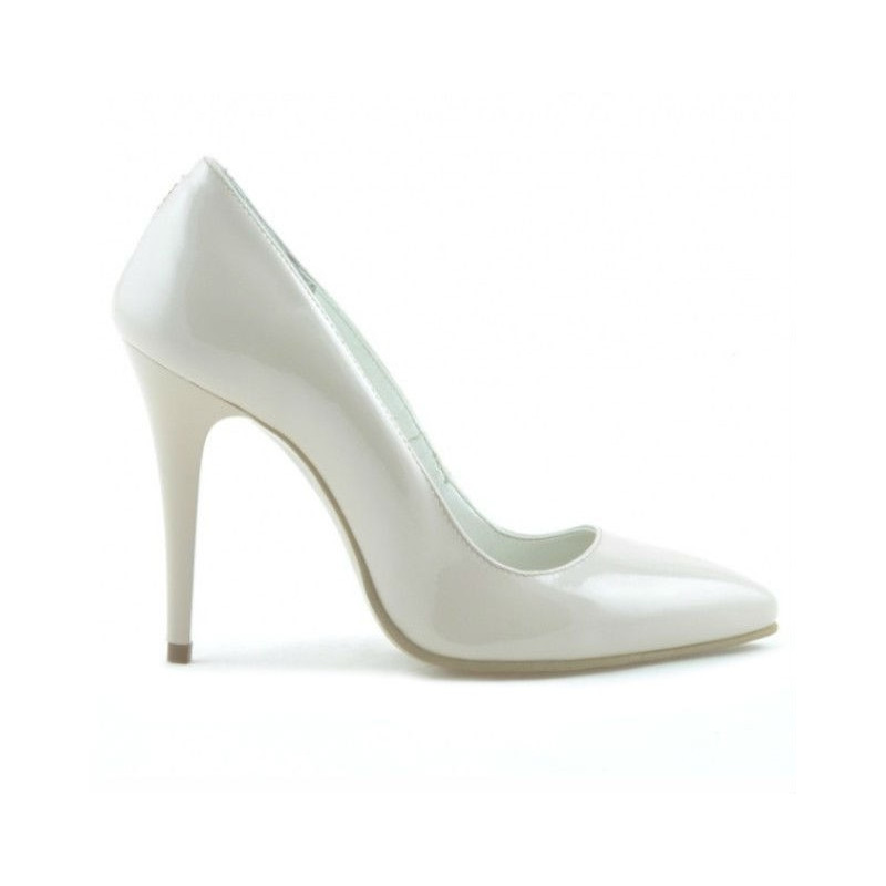 Women stylish, elegant shoes 1241 patent ivory