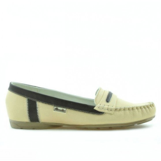 Women loafers, moccasins 619 beige+cafe