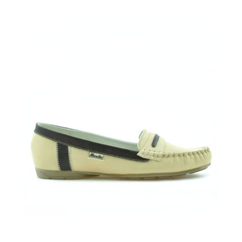 Women loafers, moccasins 619 beige+cafe