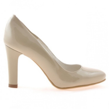 Women stylish, elegant shoes 1243 patent beige