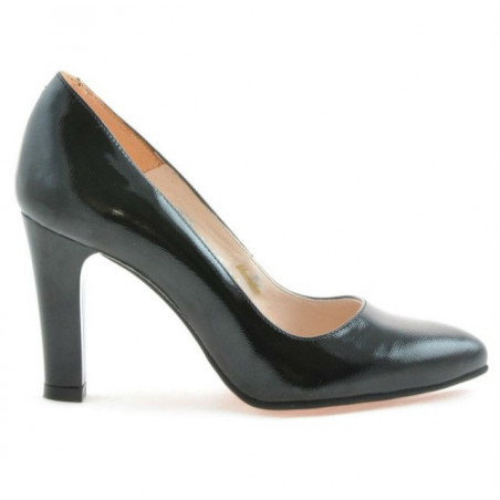 Women stylish, elegant shoes 1243 patent black satinat