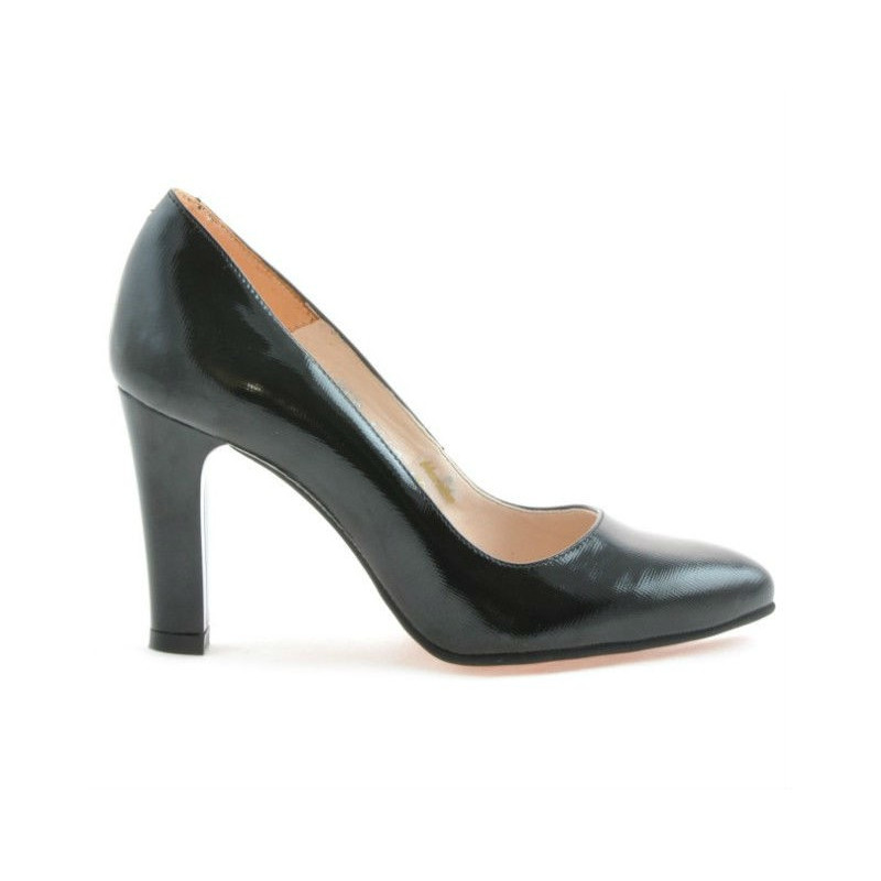Women stylish, elegant shoes 1243 patent black satinat