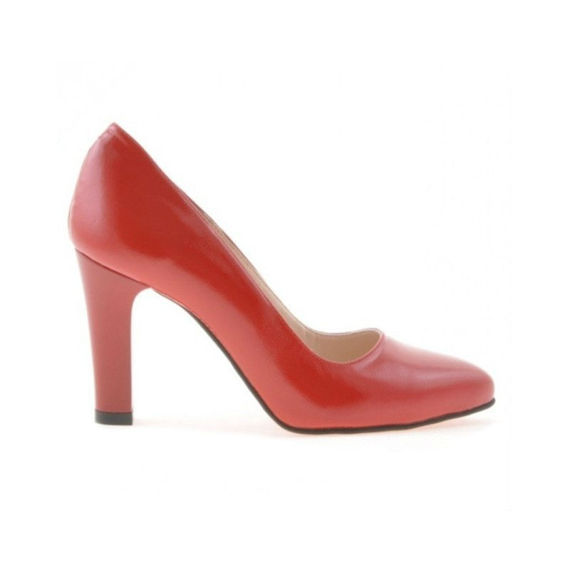Women stylish, elegant shoes 1243 patent red satinat