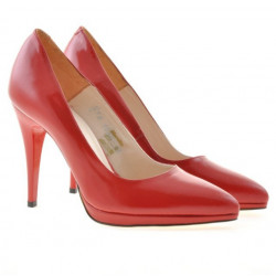 Women stylish, elegant shoes 1244 patent red satinat