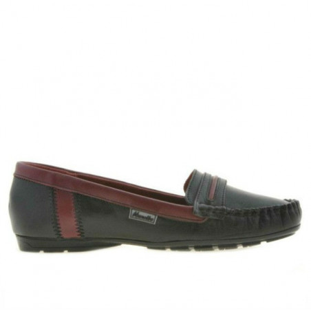 Women loafers, moccasins 619 black+burgundy