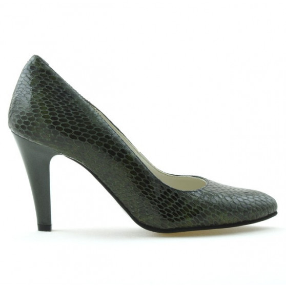 Women stylish, elegant shoes 1234 croco green
