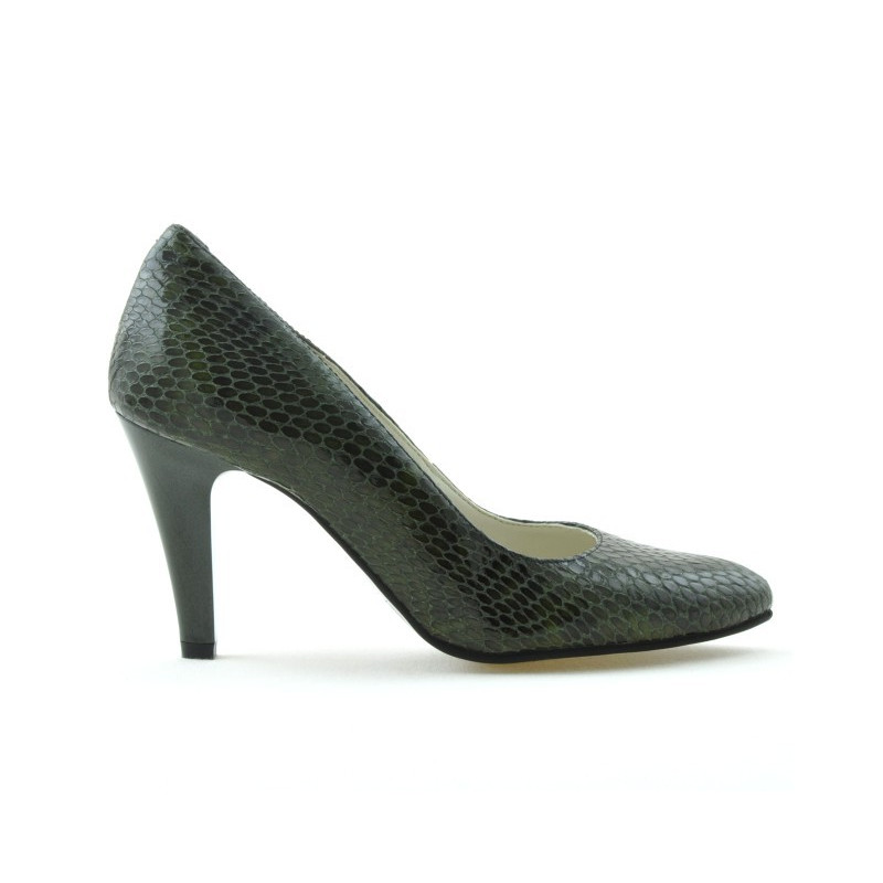 Women stylish, elegant shoes 1234 croco green