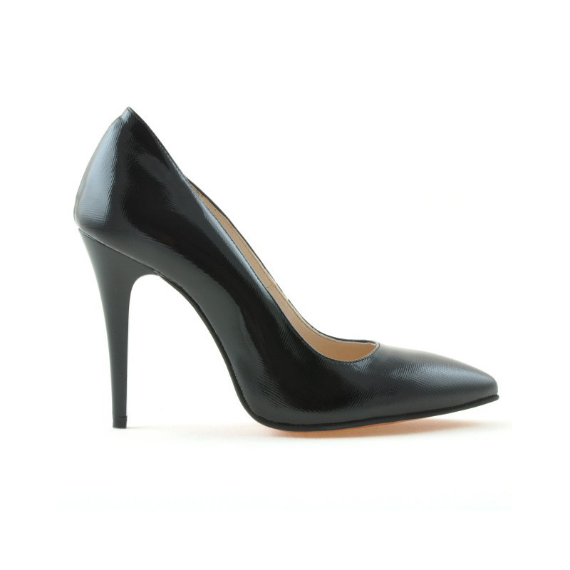 Women stylish, elegant shoes 1241 patent black satinat