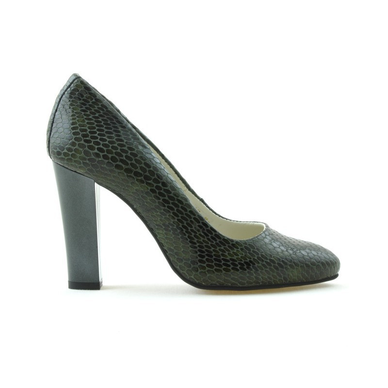 Women stylish, elegant shoes 1214 croco green