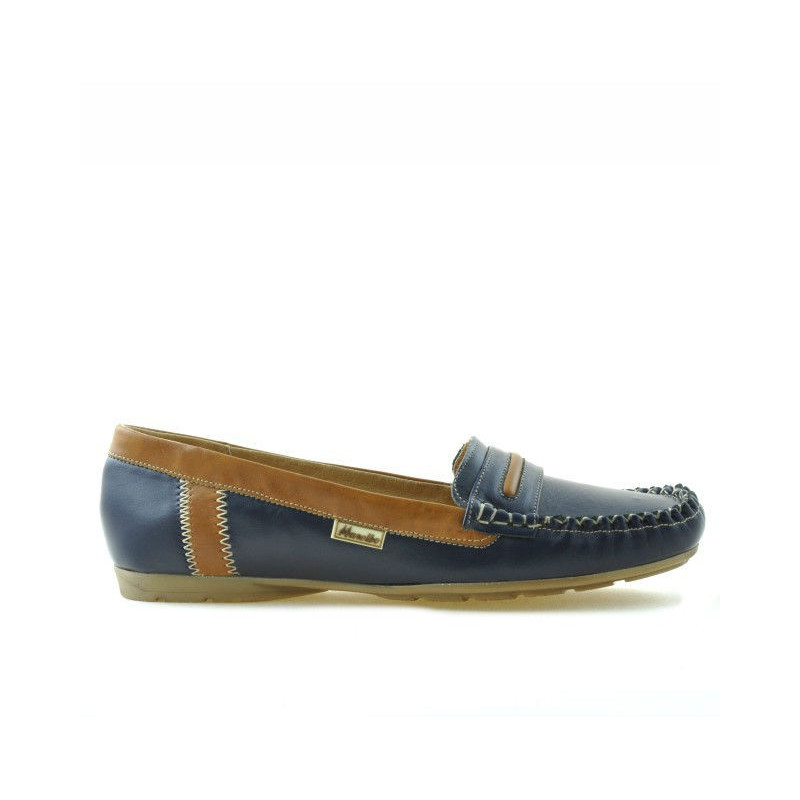 Women loafers, moccasins 619 indigo+brown
