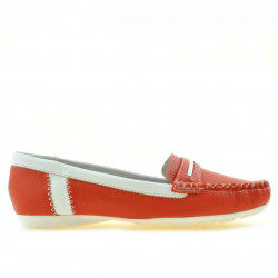 Women loafers, moccasins 619 red coral+white