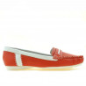 Women loafers, moccasins 619 red coral+white