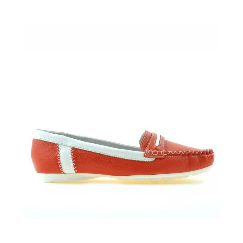 Women loafers, moccasins 619 red+white